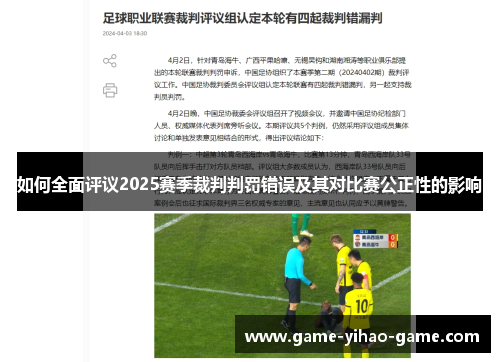如何全面评议2025赛季裁判判罚错误及其对比赛公正性的影响
