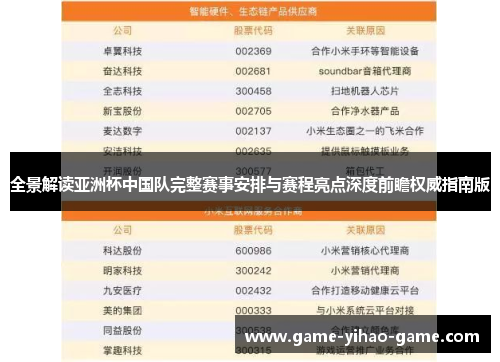 全景解读亚洲杯中国队完整赛事安排与赛程亮点深度前瞻权威指南版